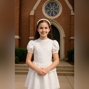 White Lace Communion-Style Dress